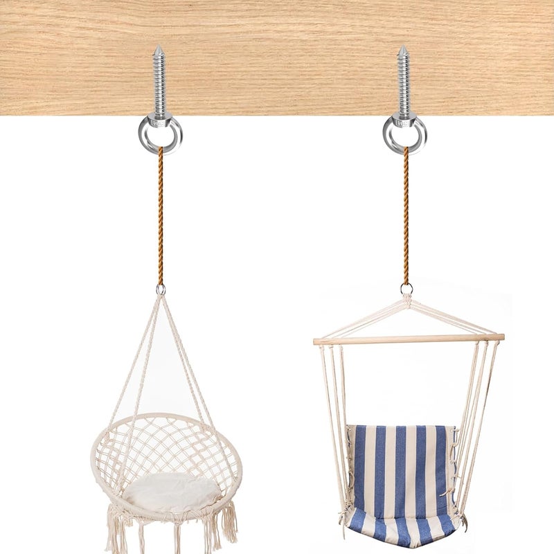 KIBBEH 4-Inch M10 Heavy Duty Eye Hooks, 304 Stainless Steel Self Tapping Eyelet Screw – 700LBS Load Capacity for Secure Hammock, Swing Chair, & Yoga Use (2 Pack) - Image 3